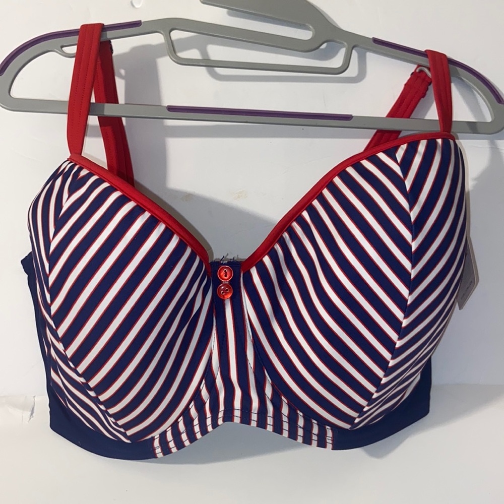 Curvy Kate nautical bikini swim top NWT Size 32M